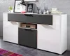 Sideboard - Grau - Weiß Hochglanz - Akustikstoffbezug - B Produktbild-Vorschau 5