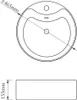 Technical drawing of a white ceramic sink with dimensions indicated. Náhled obrázku produktu