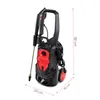 A black and red pressure washer is shown against a white background with dimensions indicated. Podgląd zdjęcia produktu