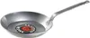 A metal frying pan with a long handle, shown from a slightly elevated side angle against a white background. There is a circular logo on the bottom of the pan. Produktbild-Vorschau