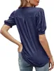 ASKSA Damen T-Shirt V-Ausschnitt PuffäRmel Kurzarm Basic Produktbild-Vorschau 3