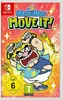 The image shows the game box for WarioWare: Move It! for Nintendo Switch, featuring Wario and other characters in a dynamic pose against a vibrant, star-filled background. It also includes age rating symbols. Produktbild-Vorschau
