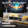 Meuble TV LEADZM avec éclairage RGB, double porte en verre, Voir les images du produit 5
