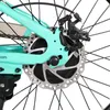 A close-up view of the rear disc brake assembly of a bicycle. Produktbild-Vorschau