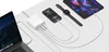 A white charging hub is shown connected to a laptop, iPhone, Apple Watch, and tablet, all charging. Náhled obrázku produktu