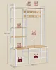 A diagram showing a white and wood coat rack with dimensions and weight capacities indicated. Produktbild-Vorschau