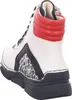 A single white and black high-top sneaker with red accents is shown from the back. Náhled obrázku produktu