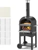 A black pizza oven with a pizza inside, shown on a white background. Produktbild-Vorschau