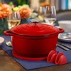Emaille Bräter 26cm/5L Rot Gusseisen Schmortopf mit Deckel Produktbild-Vorschau 1