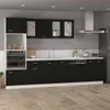 A modern kitchen with black cabinets and a white countertop. Produktbild-Vorschau