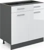A studio shot of a kitchen base cabinet. Voir les images du produit