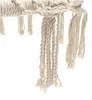 A close-up view of the macrame knotting and fringe of a hanging chair. Produktbild-Vorschau