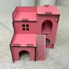 Hamsterhaus Mäusehaus Nagerhaus Holz Rosa 2-stöckig mit Produktbild-Vorschau 5