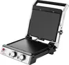 An open contact grill with black grill plates and a silver and black body, set against a white background. Produktbild-Vorschau