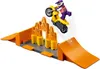 A LEGO stunt park set with a motorcyclist performing a jump. Podgląd zdjęcia produktu