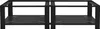 A black metal stand for two washing machines, shown from the front against a white background. Náhľad obrázku produktu