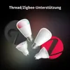 Several smart LED bulbs are displayed with text overlay indicating connectivity support. Produktbild-Vorschau
