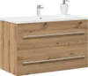 A bathroom vanity with a sink and faucet. Produktbild-Vorschau