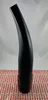 A black curved nozzle attachment for a garden tool rests on a red and white striped surface. Produktbild-Vorschau
