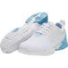A pair of white and blue athletic shoes are shown against a white background. Produktbild-Vorschau