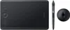 A black Wacom Intuos Pro Small drawing tablet, stylus, and pen stand are displayed against a white background. Produktbild-Vorschau
