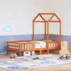 vidaXL Massivholzbett mit Dach Wachsbraun 90x200 cm Kiefer Produktbild-Vorschau 2