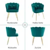 A collage of four images showing a green velvet chair from different angles: front, half side, back, and rear. Anteprima dell’immagine prodotto