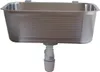 A stainless steel sink with a drain pipe attached, isolated on a white background. Produktbild-Vorschau