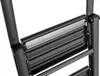 A close-up view of a dark gray, three-step folding ladder, focusing on the rungs and side rails. Produktbild-Vorschau