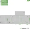 Diagram showing dimensions and access points of a grow tent. Produktbild-Vorschau