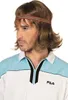 A man wearing a wig and a collared shirt. Voir les images du produit