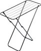 A black foldable clothes drying rack is shown against a white background. Voir les images du produit