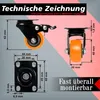 PRIOstahl Orangene Transportrollen Rollengröße: 40mm 4x Produktbild-Vorschau 2