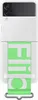 A white Samsung Galaxy Z Flip 3 phone case with a green strap attached. Produktbild-Vorschau
