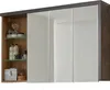 A bathroom medicine cabinet with mirrored doors and an open shelf on the left side displaying toiletries. Produktbild-Vorschau