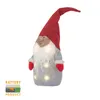 A decorative LED gnome figure with a red hat and mittens, a gray body, and a white beard, illuminated by internal lights. Produktbild-Vorschau
