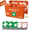 A collage of images showing a first-aid kit and related safety signs. Podgląd zdjęcia produktu