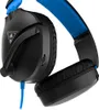 Close-up of a black and blue gaming headset. Produktbild-Vorschau