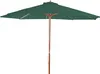 A green square patio umbrella with a wooden pole and ribs, isolated on a white background. Náhled obrázku produktu