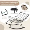 A black metal rocking chair with a beige cushion, shown with close-up details of its construction and features. Anteprima dell’immagine prodotto