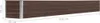 A long, brown raised garden bed with silver corner supports, shown with dimensions indicated by lines and text. Voir les images du produit