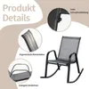 Product details of a gray rocking chair, with close-ups of its features. Náhled obrázku produktu