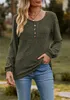 ASKSA Damen Langarmshirt Rundhals Knoepfen Rippstrick Produktbild-Vorschau 2