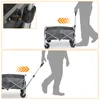 Two images showing a person using a foldable wagon. The top image shows the wagon being pushed, and the bottom image shows it being pulled. Produktbild-Vorschau