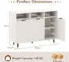 Product dimensions and weight capacity of a white sideboard. Produktbild-Vorschau