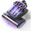 A close-up, angled view of a cordless vacuum cleaner head with its dustbin and brush roll visible, set against a white background. Produktbild-Vorschau