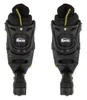 A pair of black roller skates with yellow accents, shown from the back against a white background. Voir les images du produit