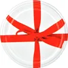A top-down view of a round, white object, likely a jar or lid, decorated with a red ribbon tied in a bow. Náhled obrázku produktu