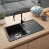 MIT ARMATUR - Rein Schwarz LINDBERGH® Granit Spüle "VEL44" Produktbild-Vorschau 1