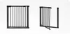 A black metal baby gate is shown in two views: one closed and one partially open. Voir les images du produit